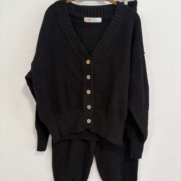 Free People Hailee Cardi Black Set women's size Small - Picture 1 of 7
